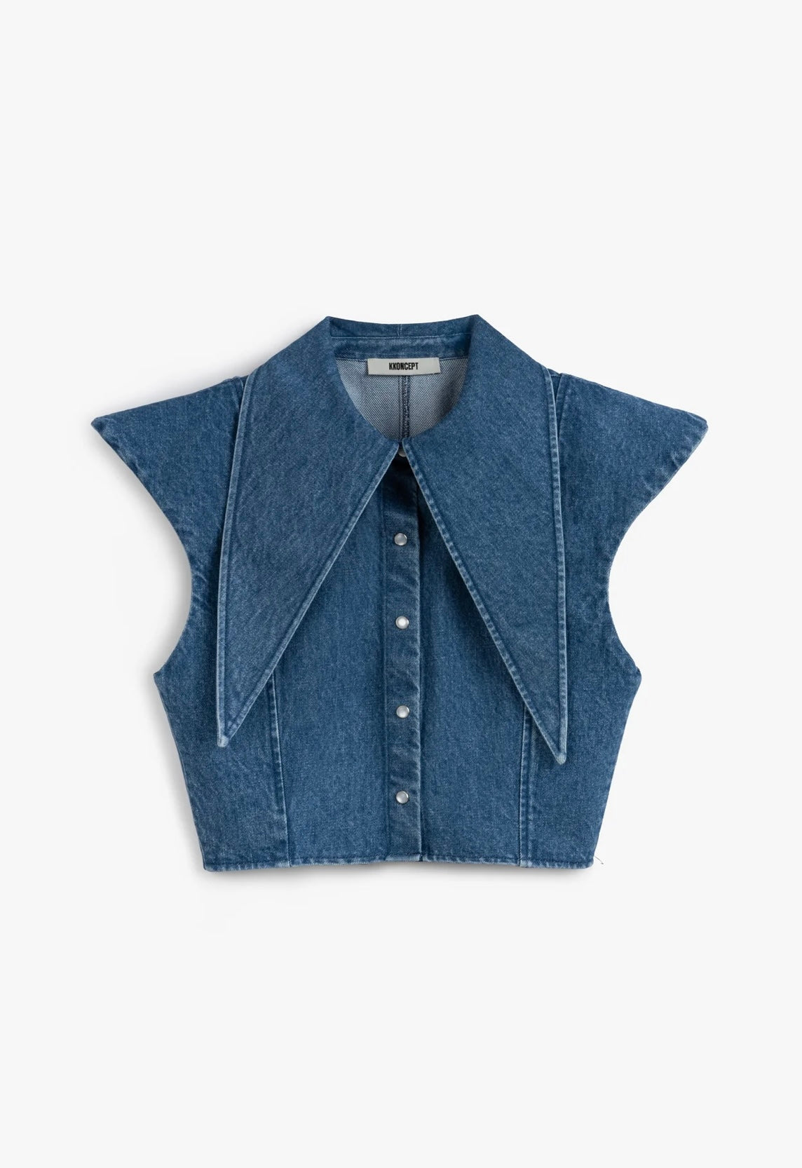 Denim Long Collar Shirt in Blue