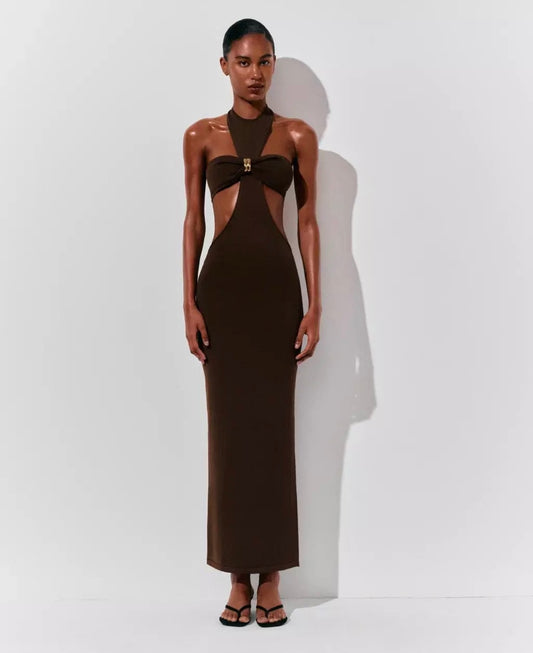 NOTTE Maxi Dress with Top in Brown