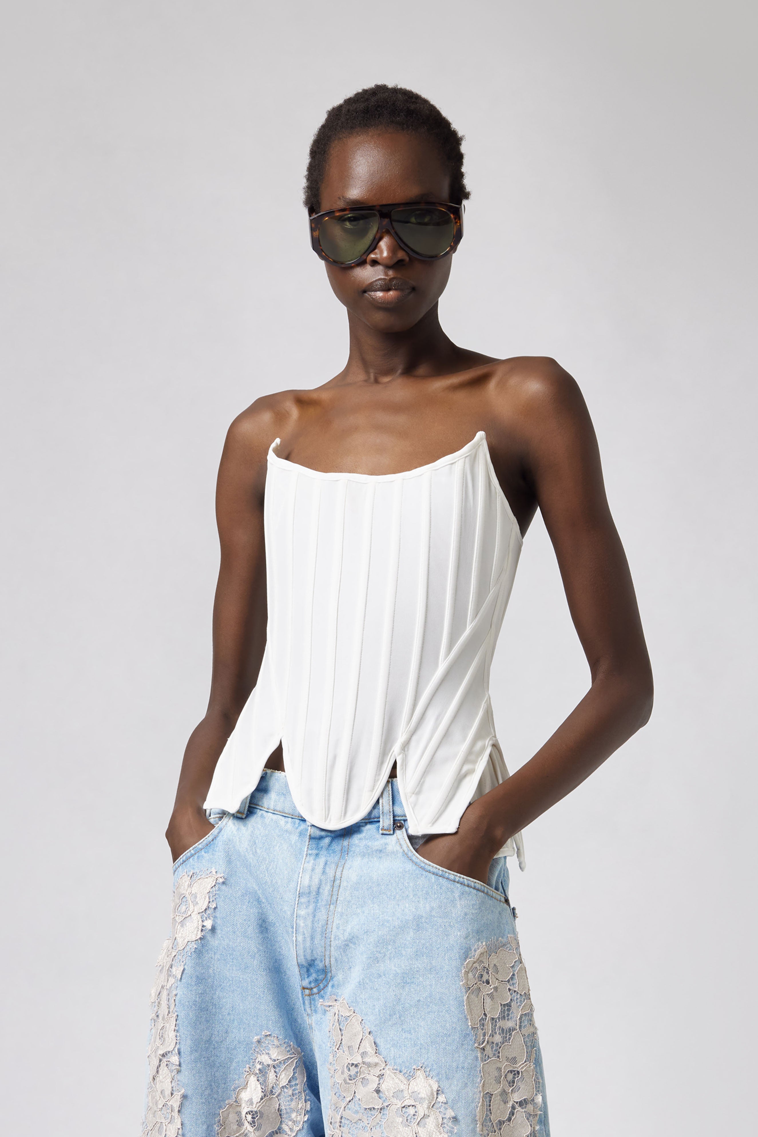 Silk Corset in White