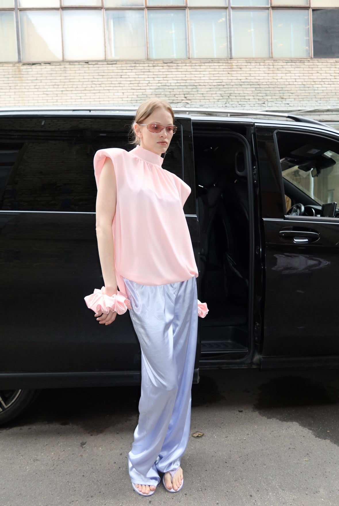 Satin Pants in Lilac