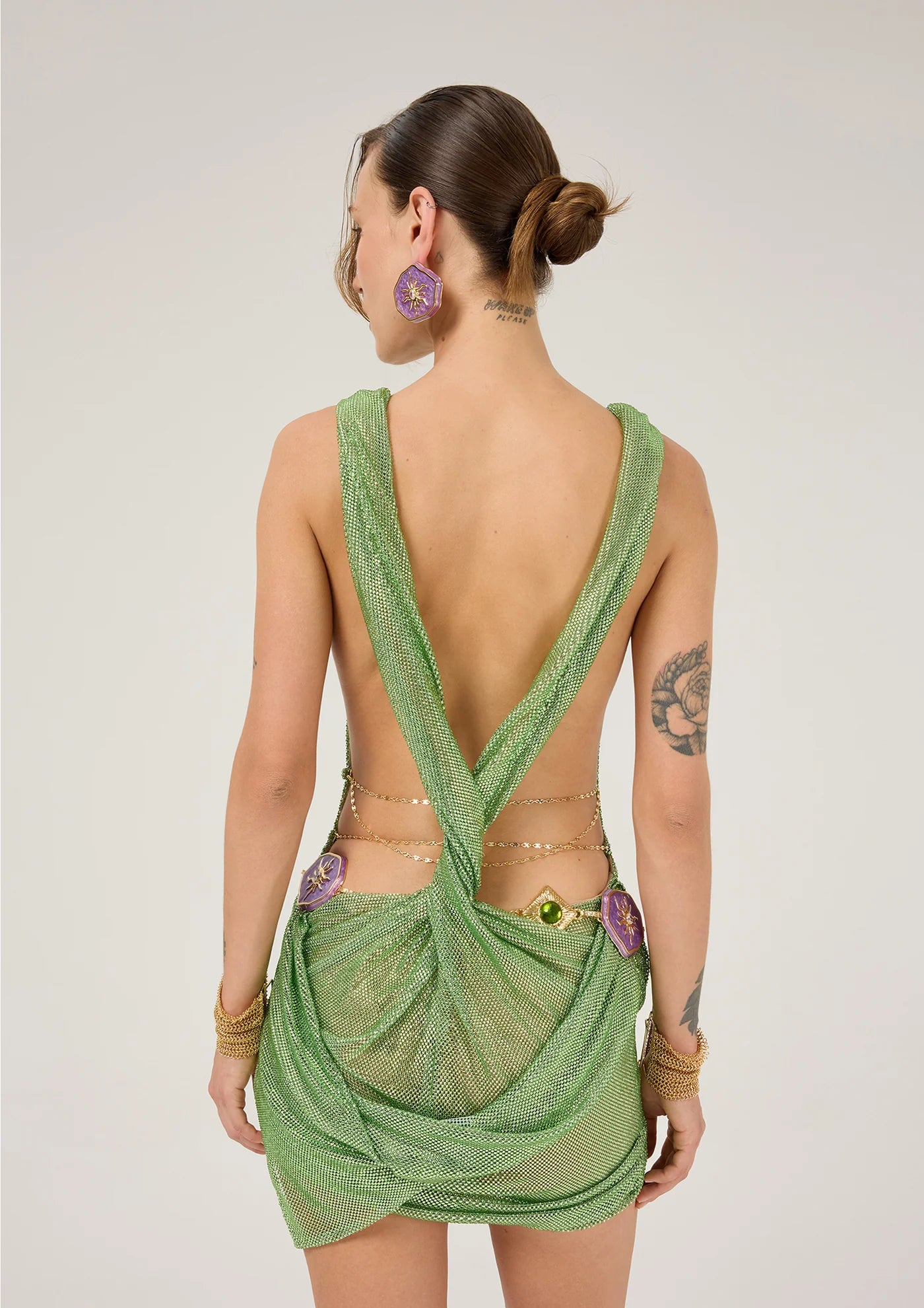 Mint Armored Fabric Mini Dress