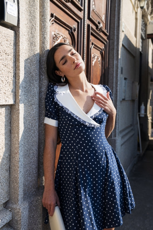 Kylie Polka Dot Dress in Blue