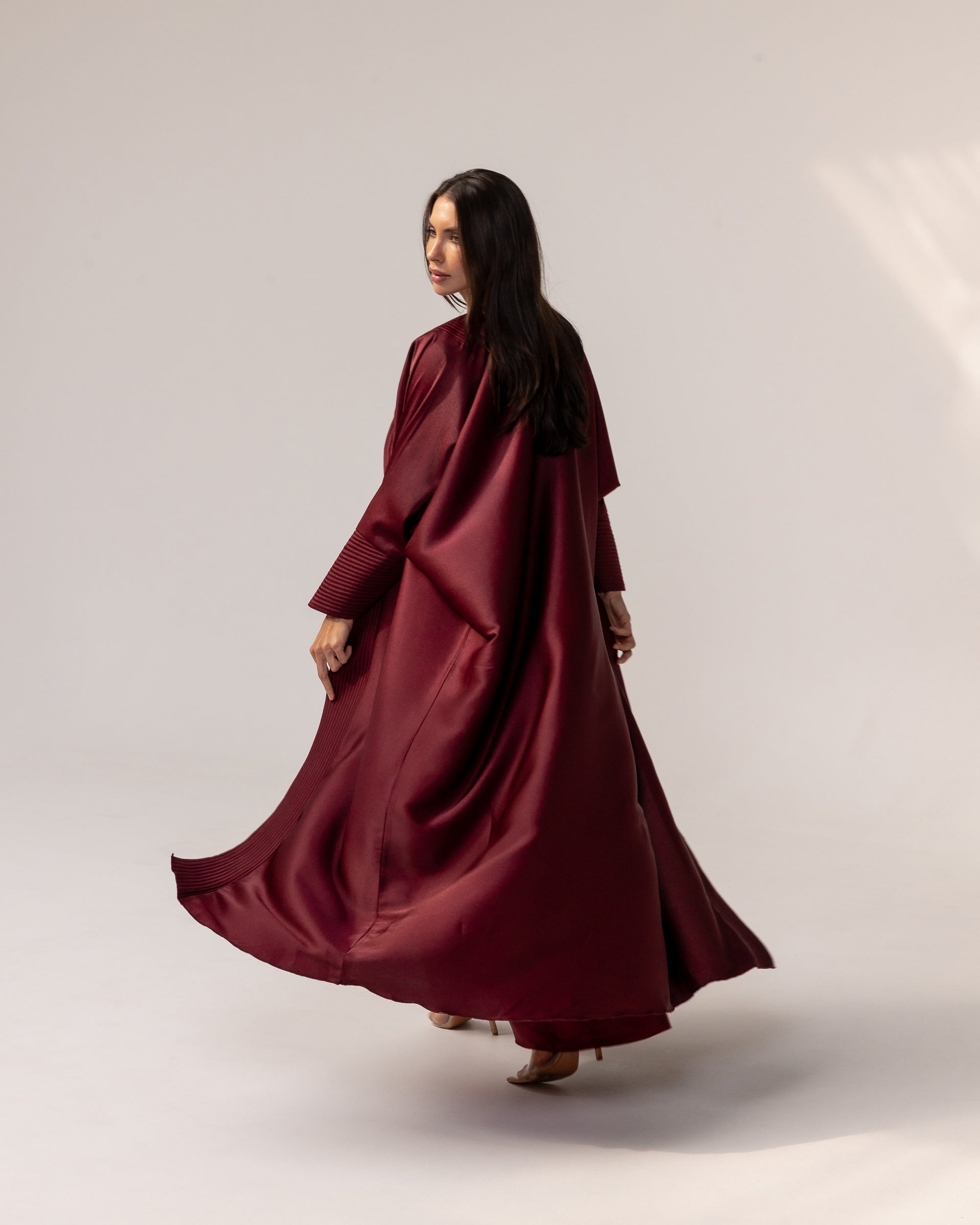 Stitch Abaya in Burgundy