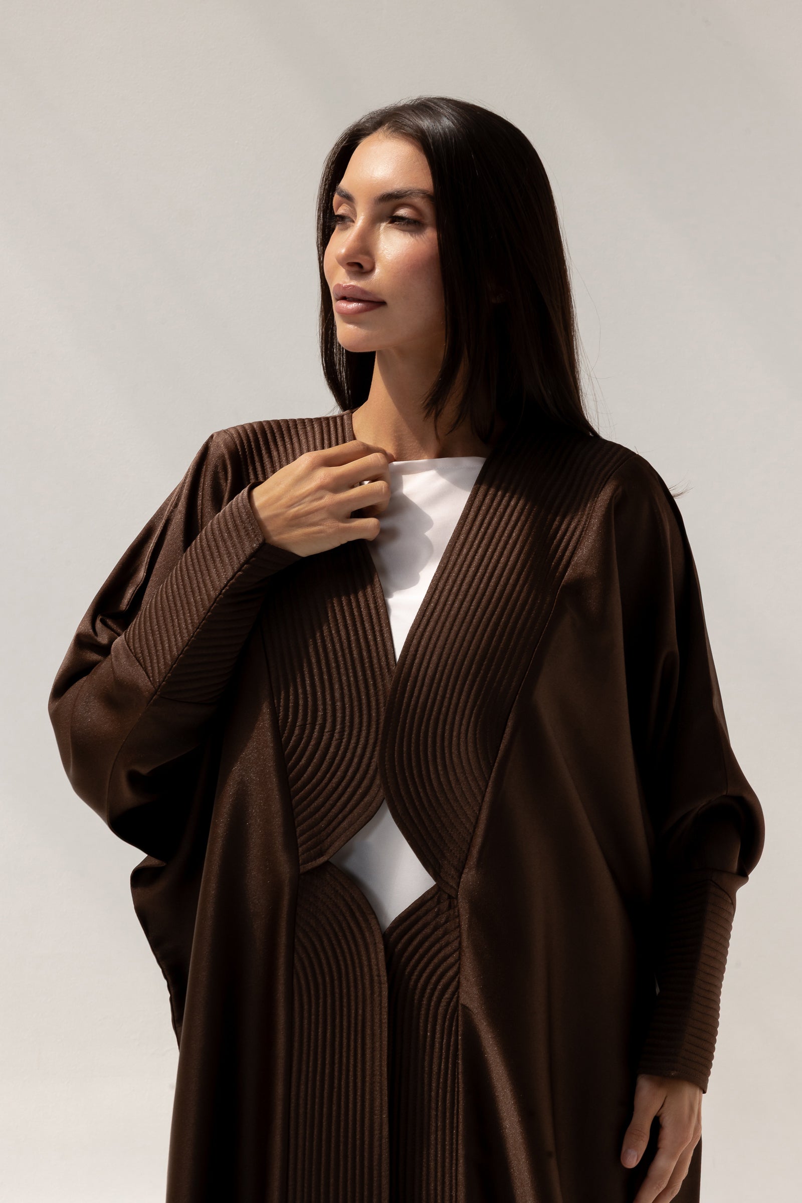 Stitch Abaya in Brown