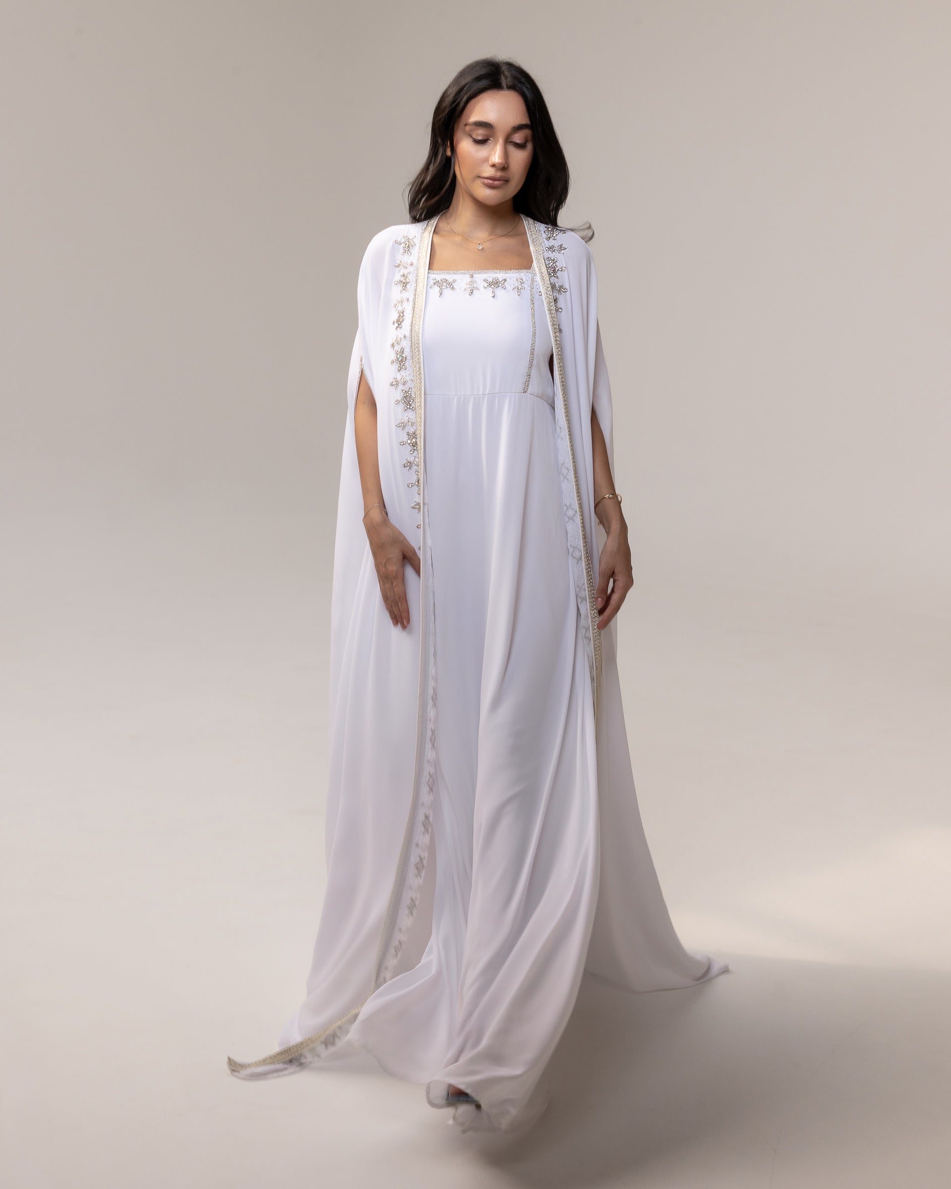 Lumina Gold Abaya in White