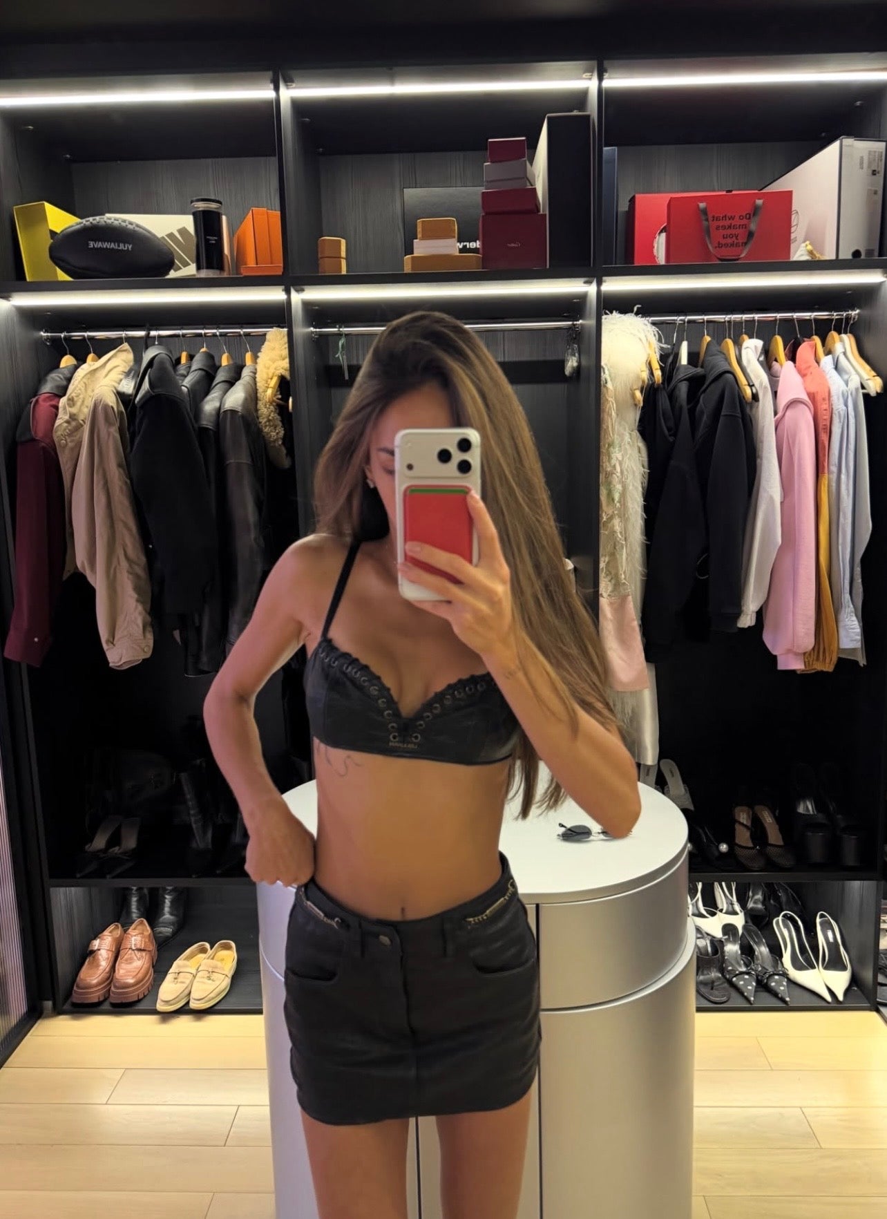 Leather Skort in Black