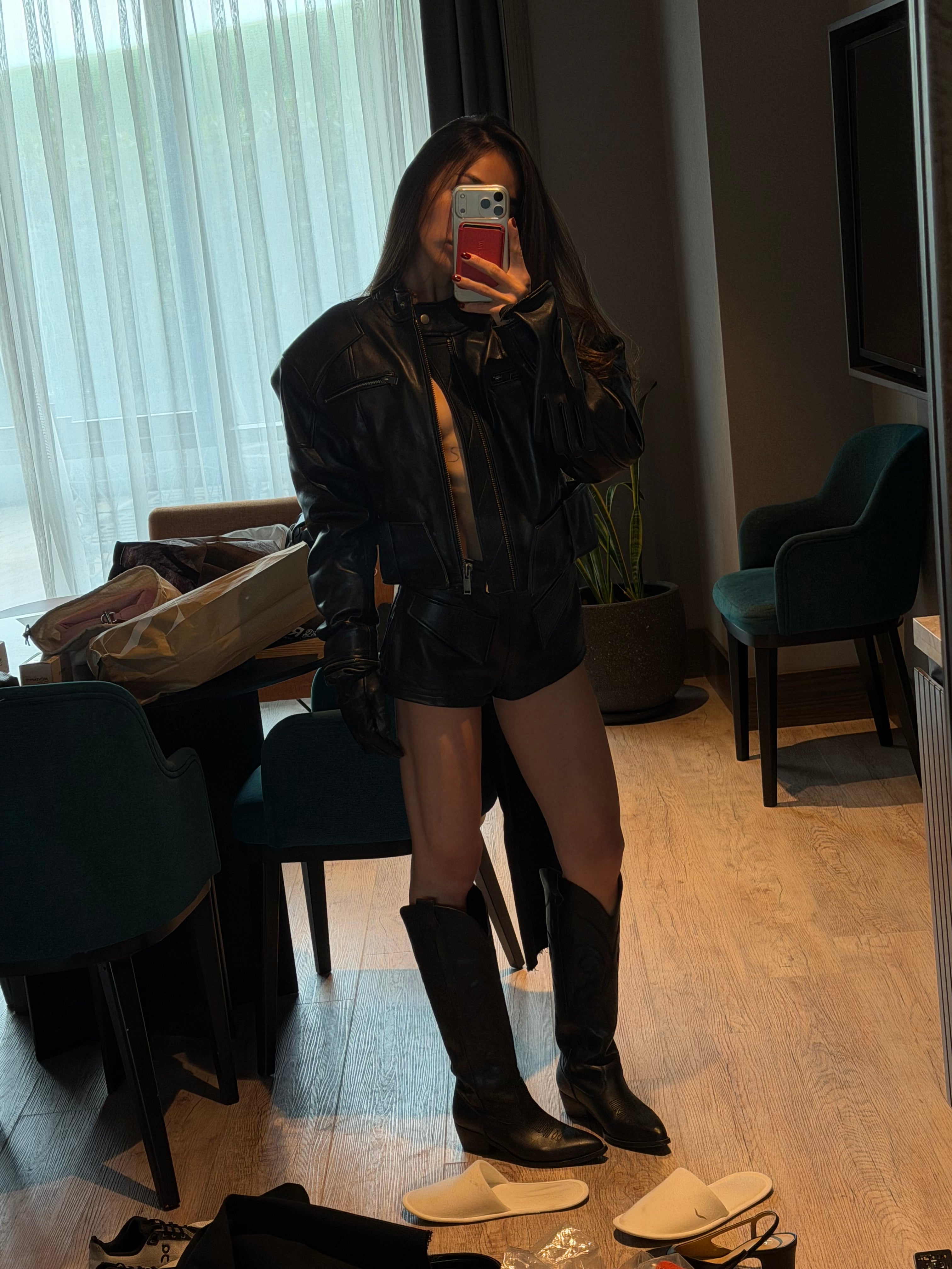 Leather Shorts in Black