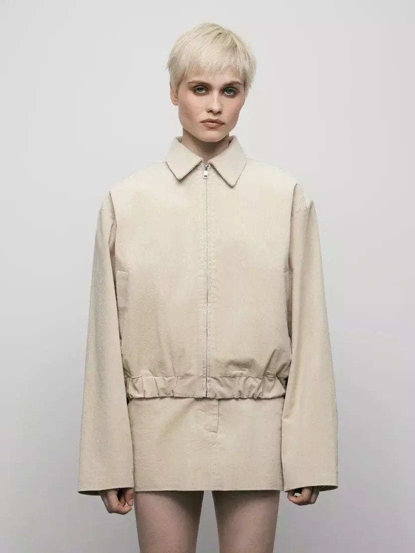 Bomber en velours couleur crème