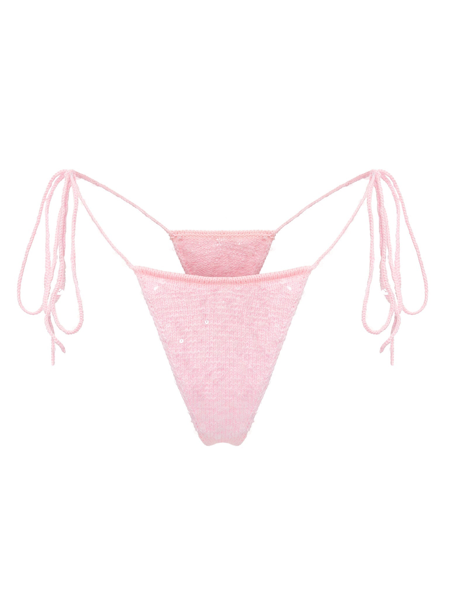 Zephyr Knitted Bikini Thong in Pink