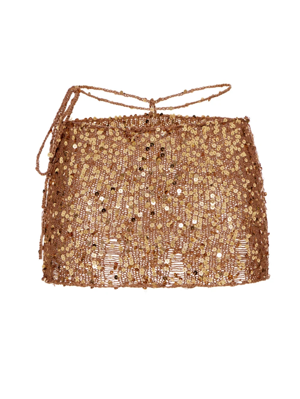 Jupe courte en maille couleur tabac marron