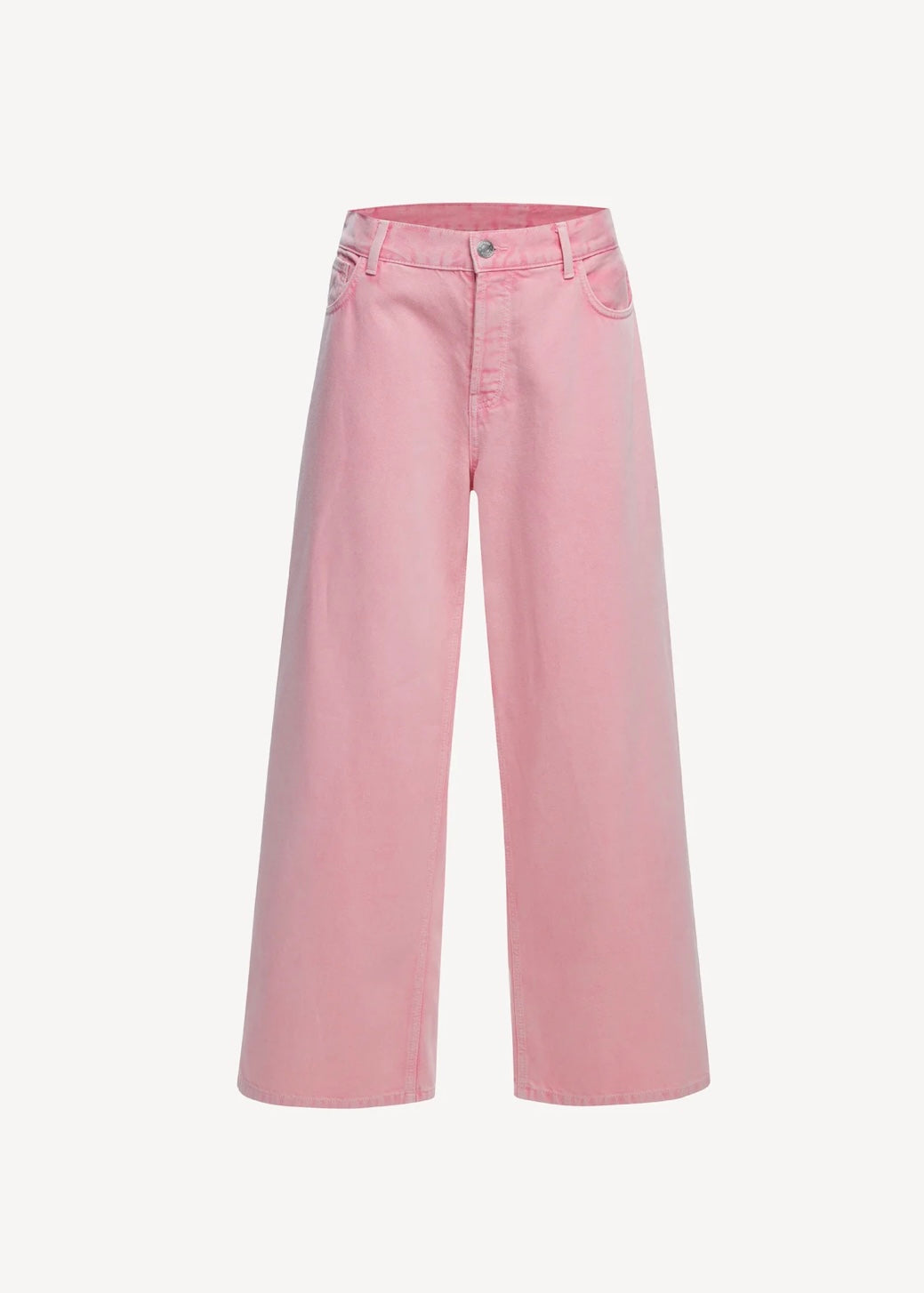 Pantalon taille basse à jambes larges rose pâle