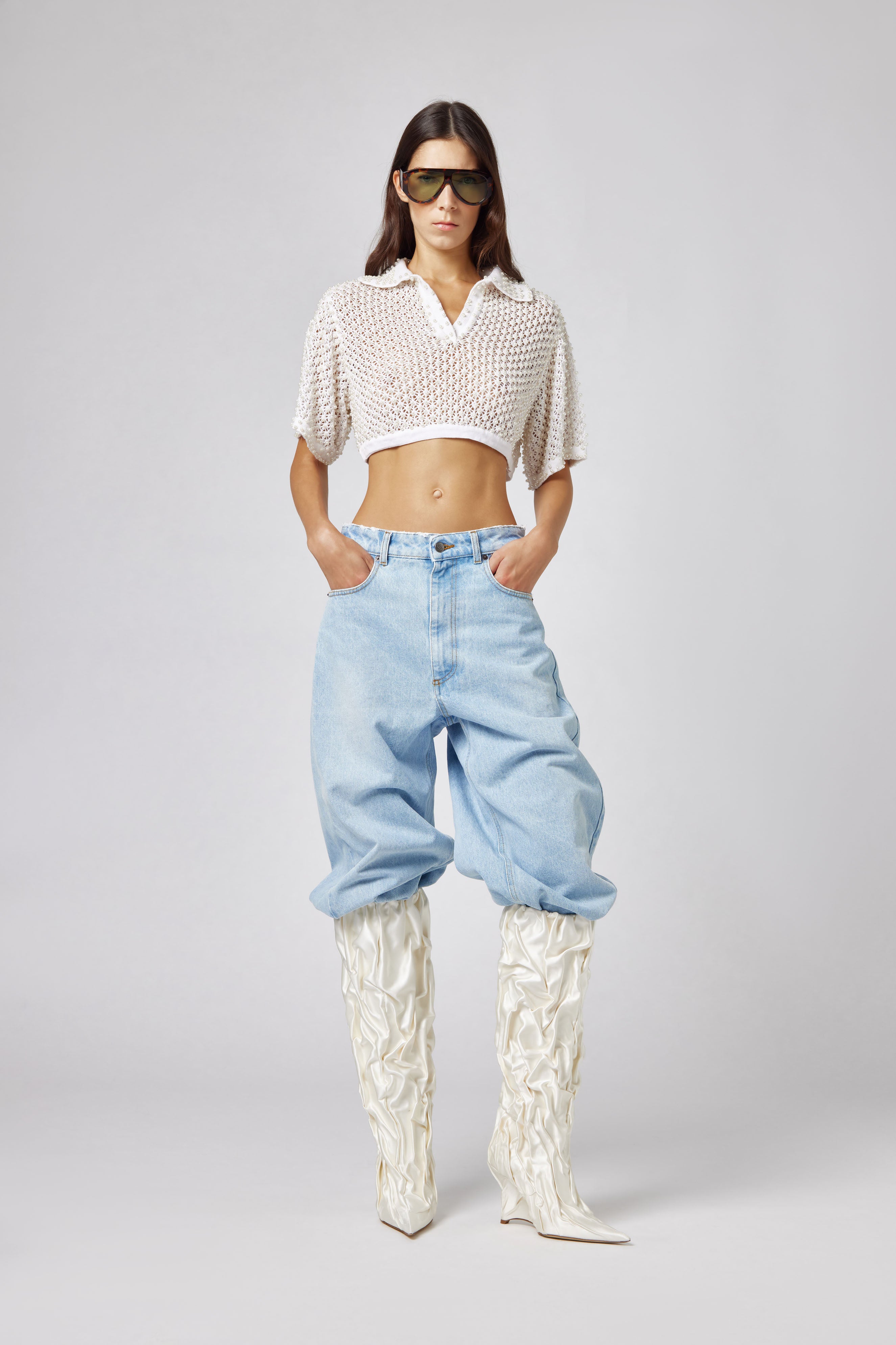 Collar Sweater with Pearls