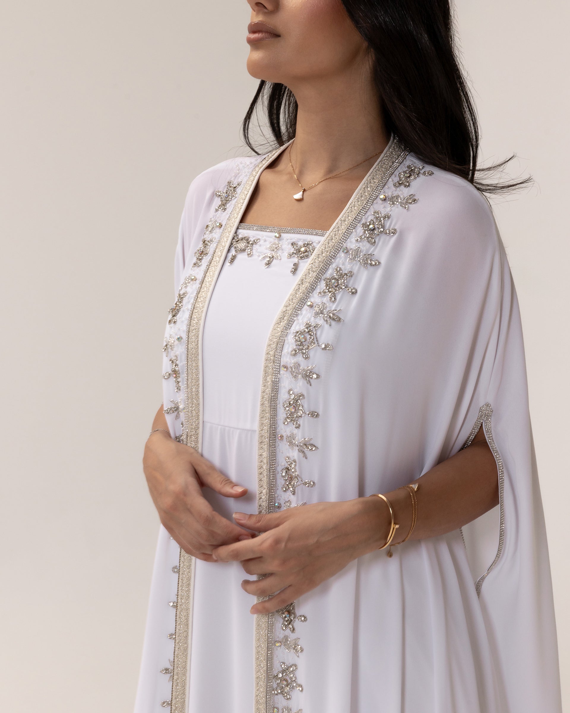 Lumina Gold Abaya in White