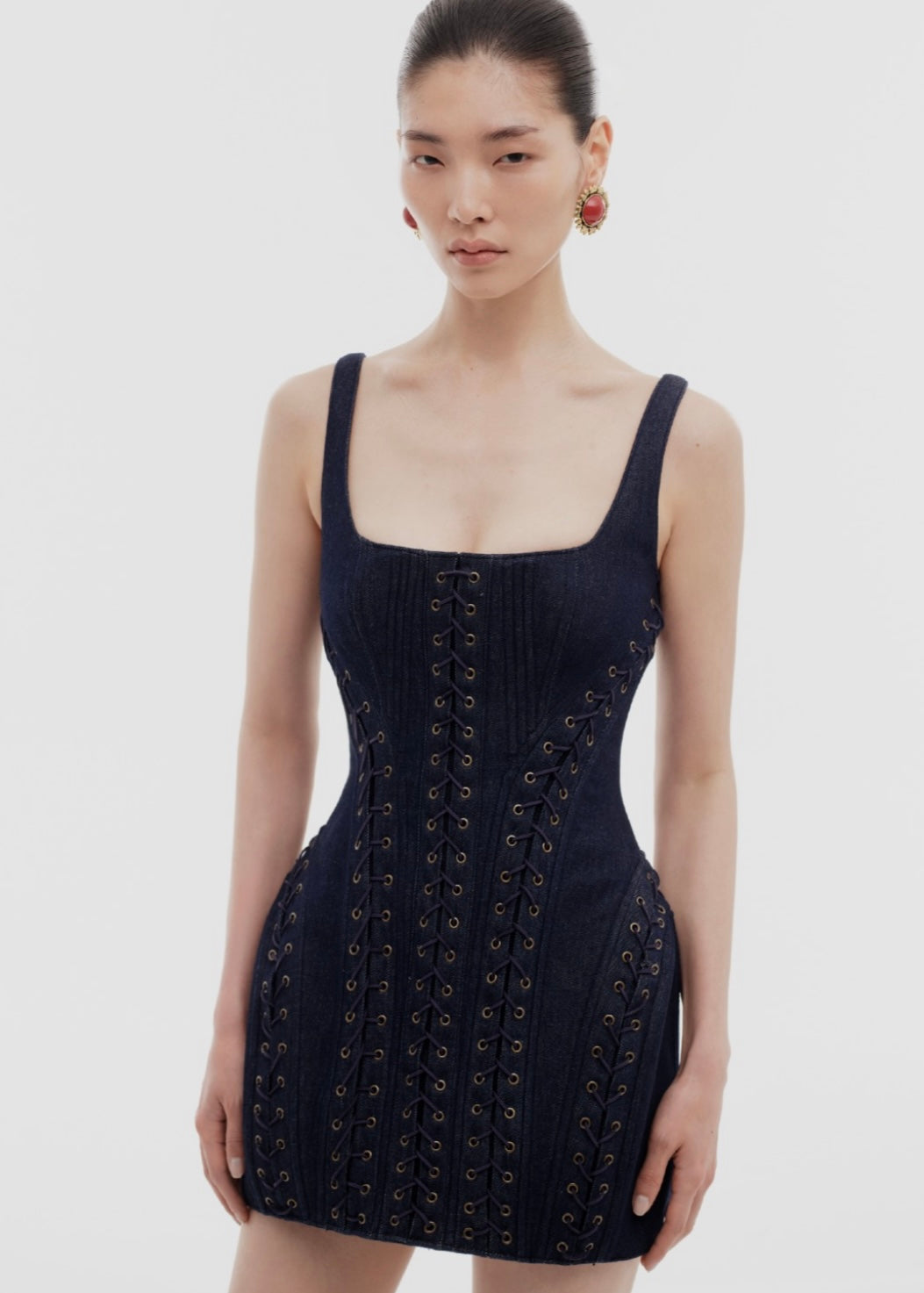 Robe en jean bleu marine