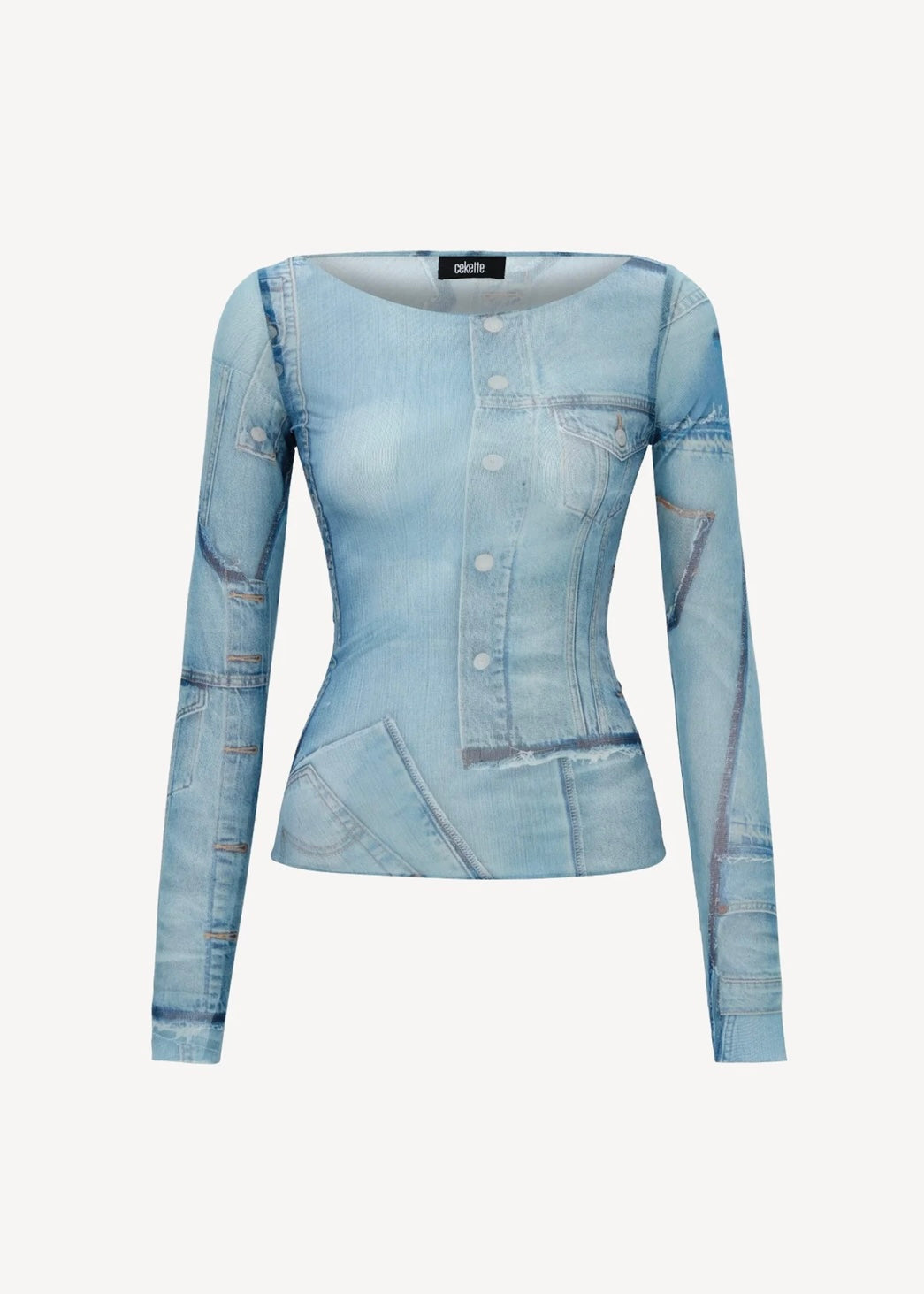 T-shirt à manches longues en maille bleue