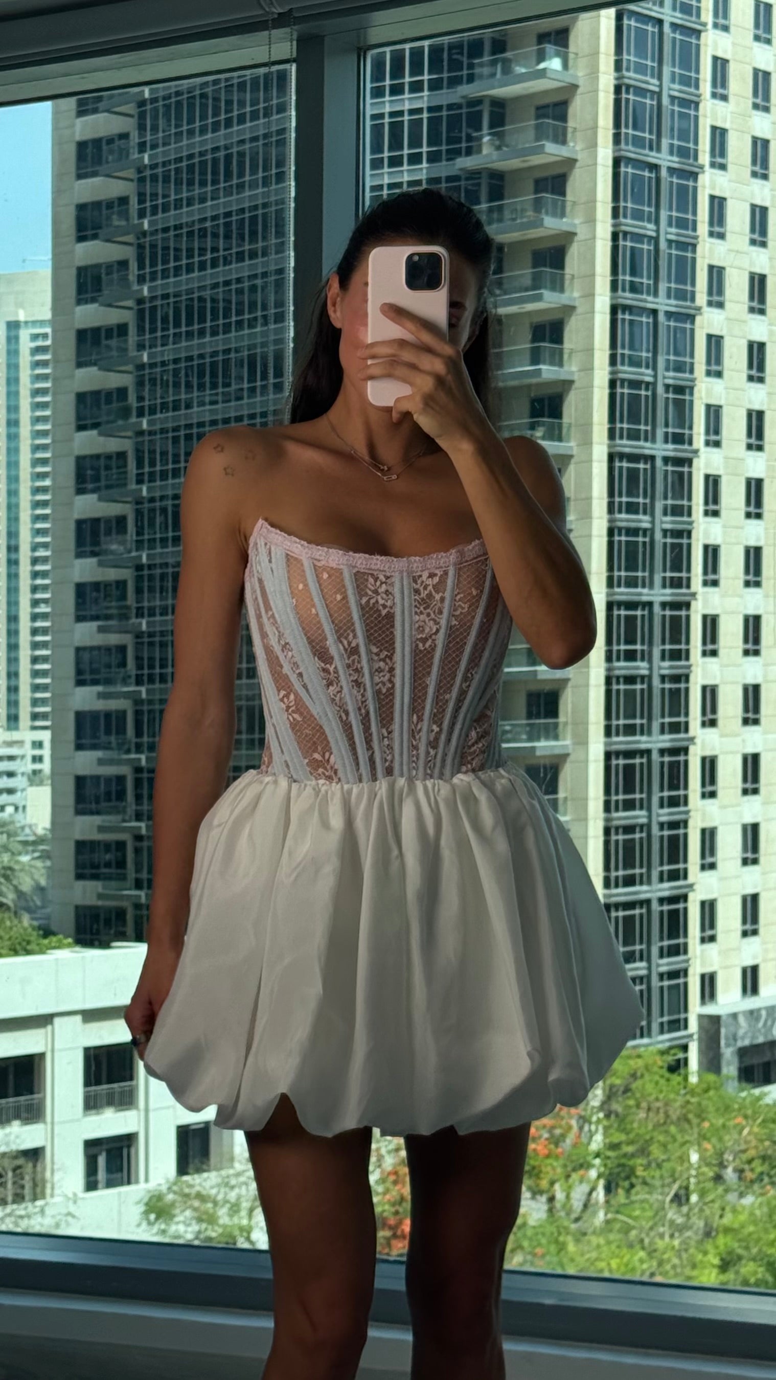 Corset bleu ciel et rose