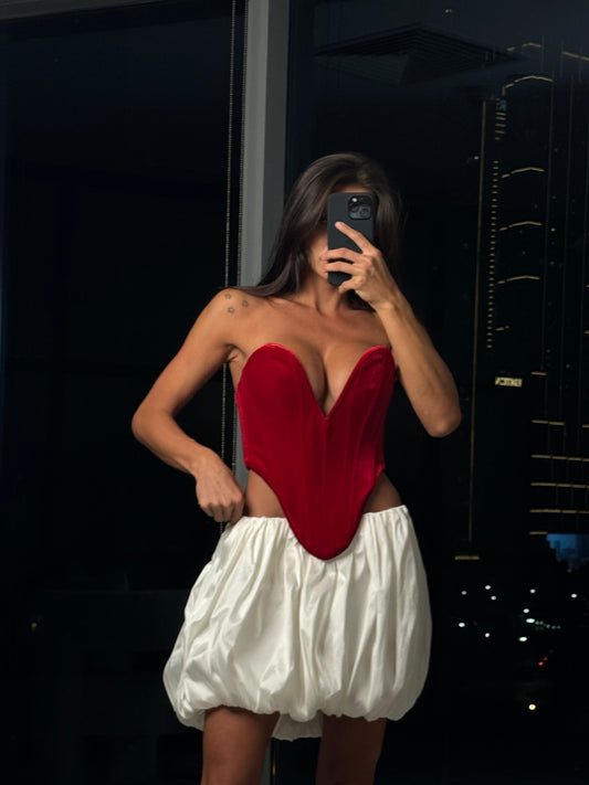 V-neck Corset in Red