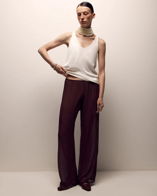 Silk Pants in Brown