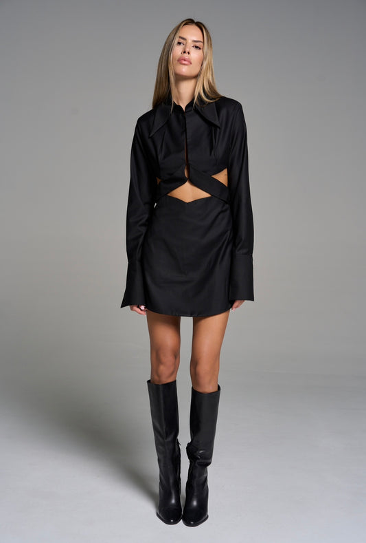 Eclipse Cut-Out Mini Dress in Black