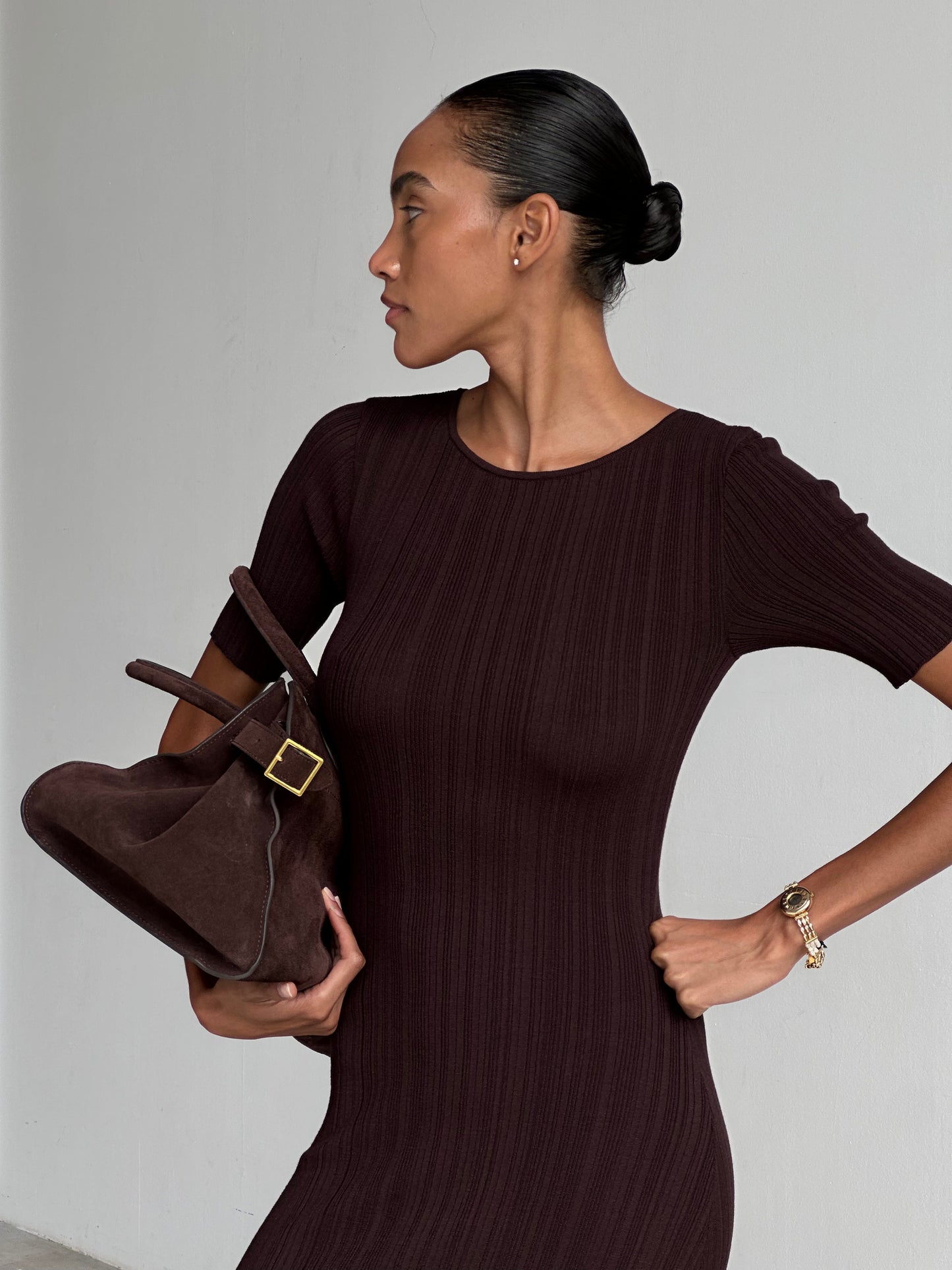 Polly Dress in Brown