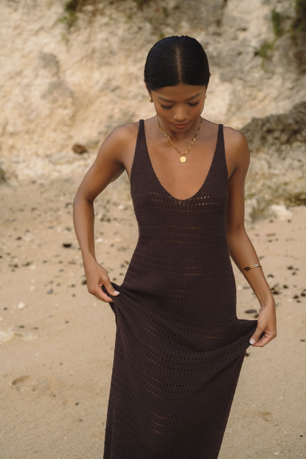 Robe Yasmeen marron foncé