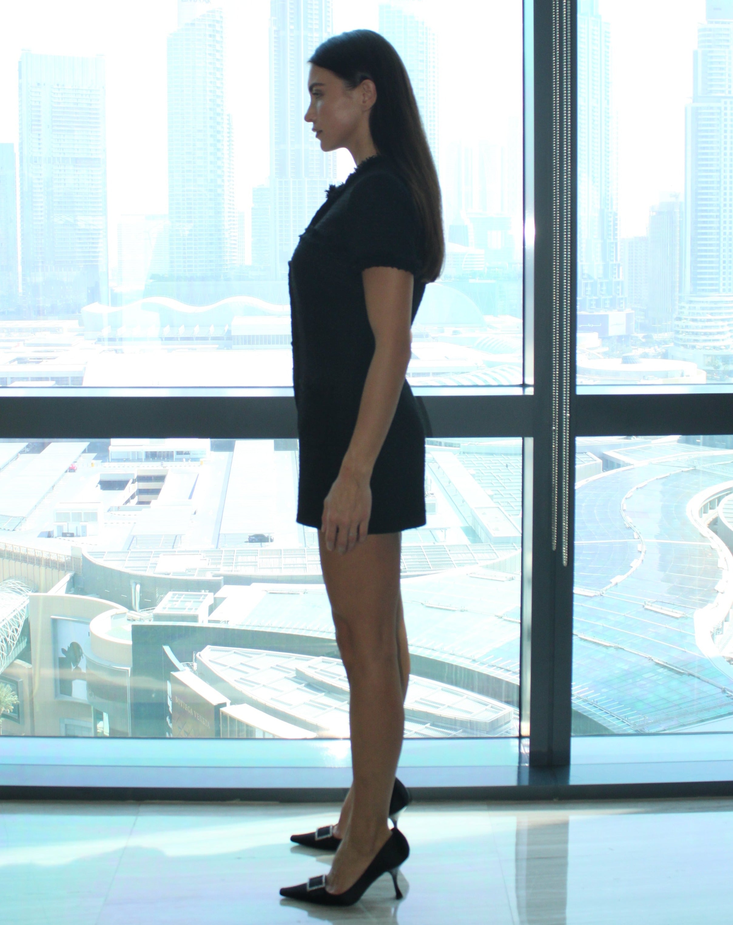 Combinaison en tweed noir