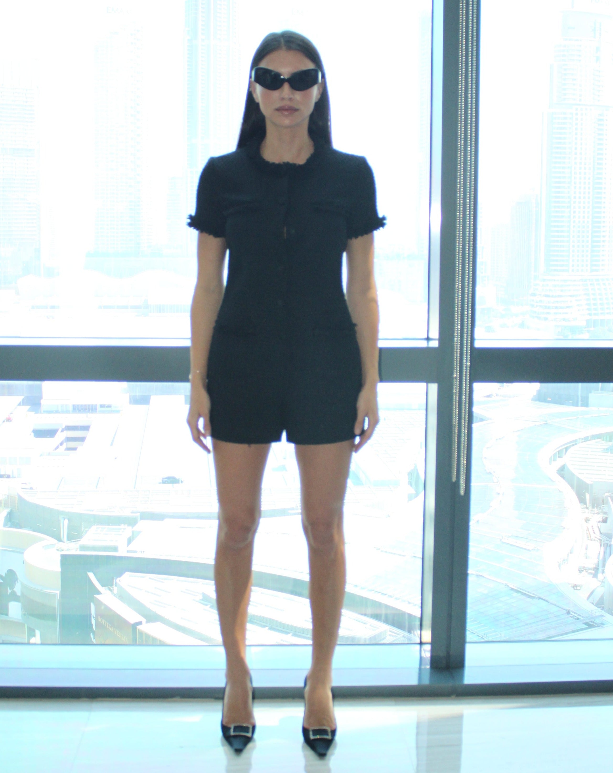 Combinaison en tweed noir