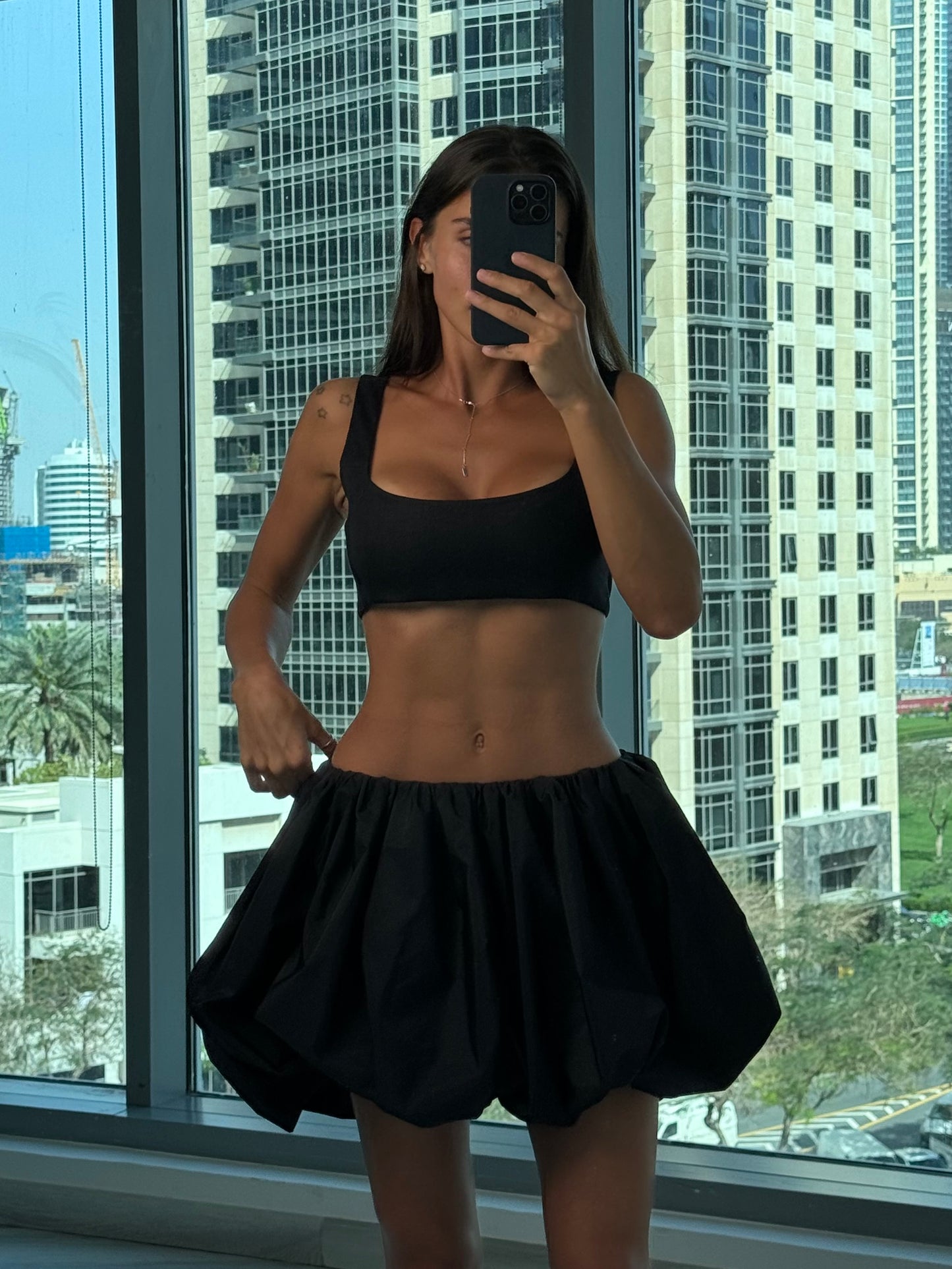 Mini Flounce Skirt in Black