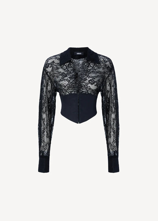 Lace Nina Shirt in Black
