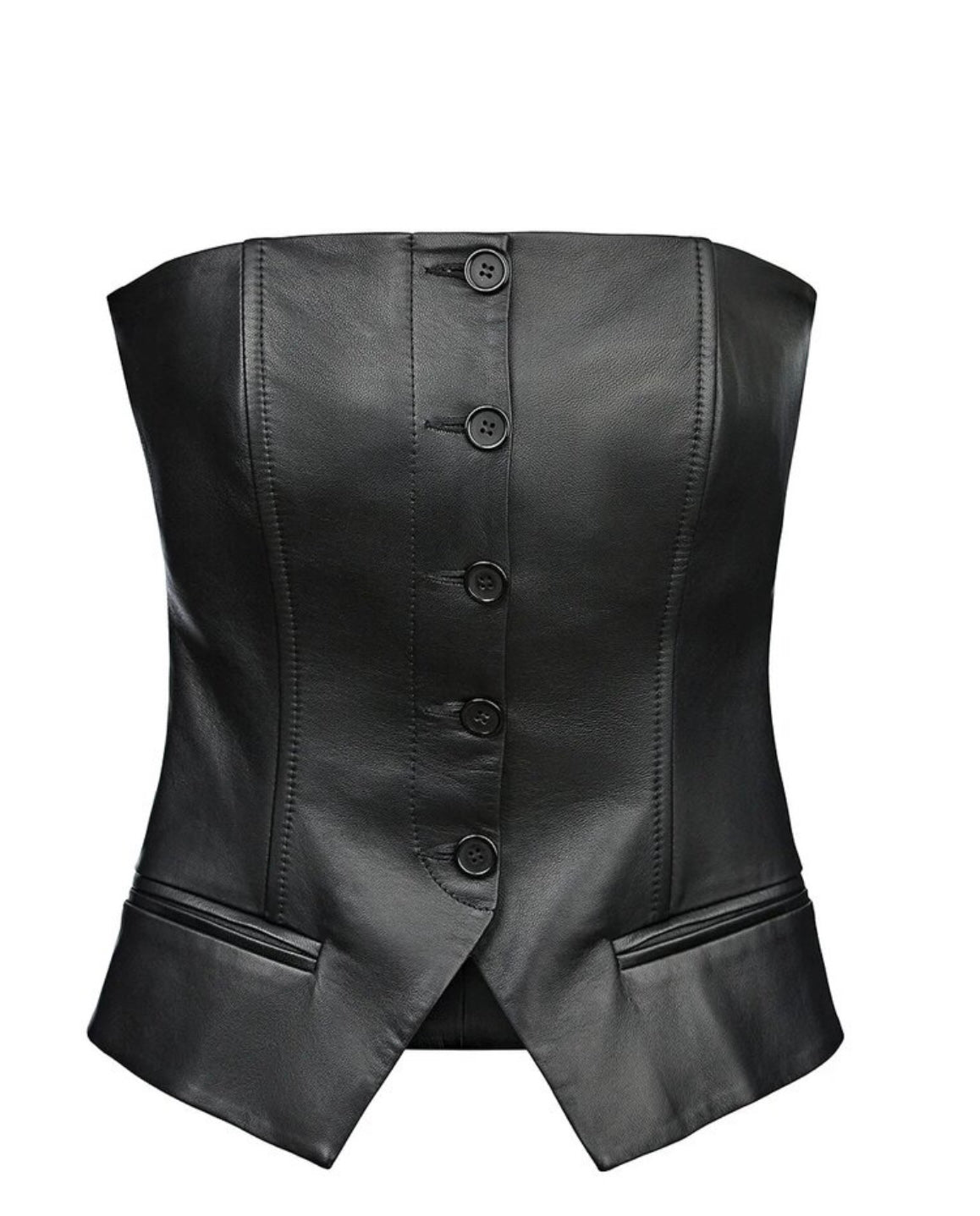 Button-Front Corset in Black