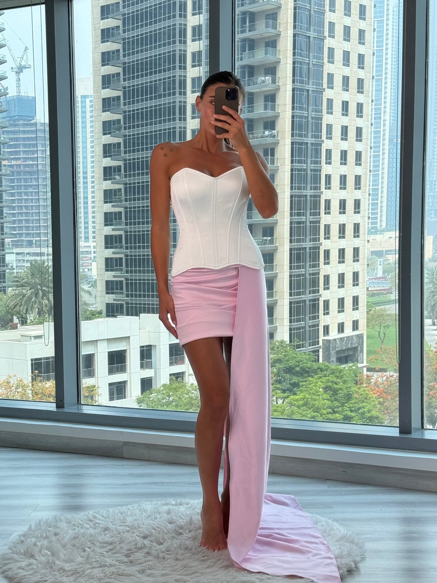 Mini Skirt with Train in Pink