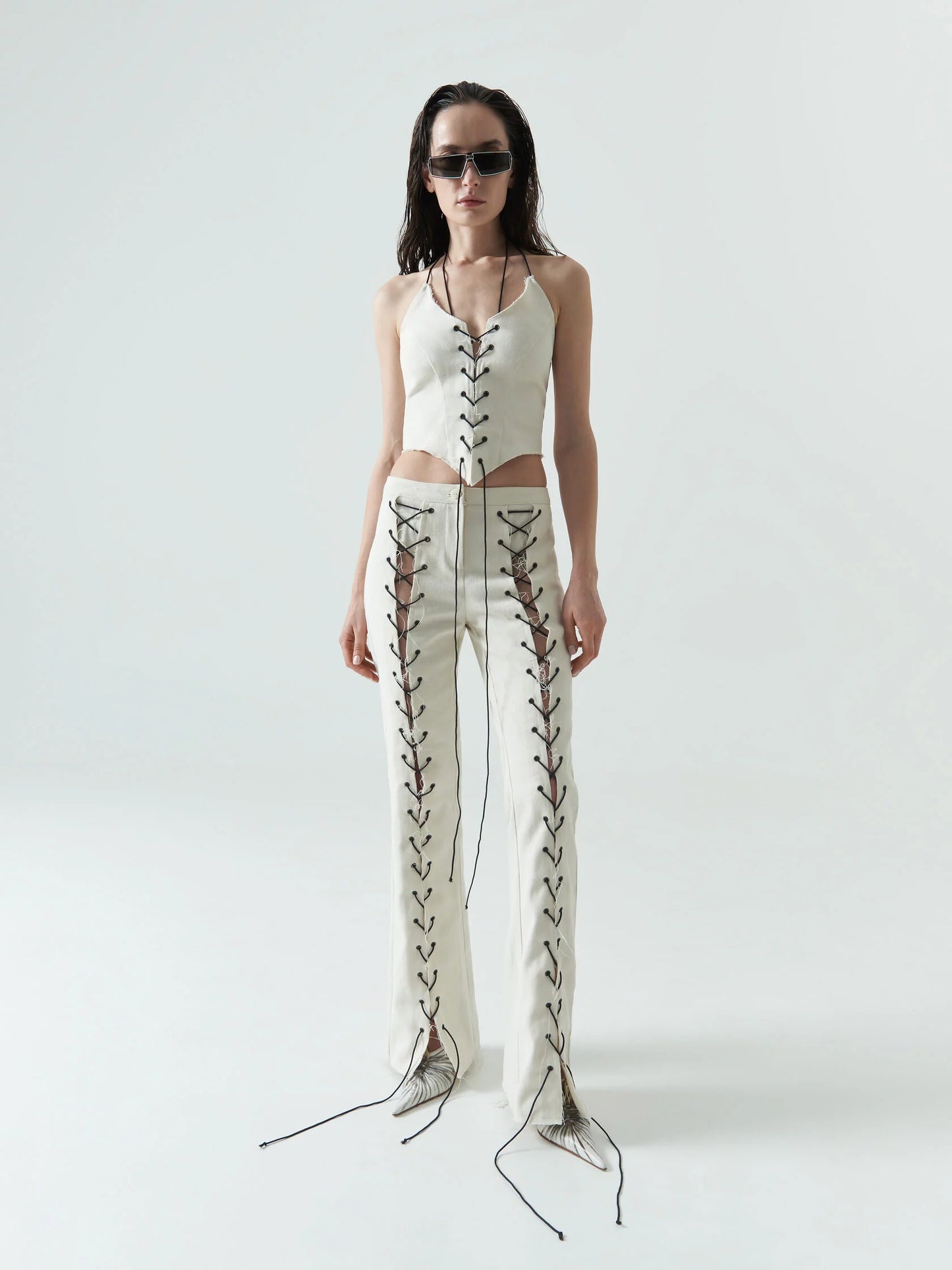 Laced Pants in Cream