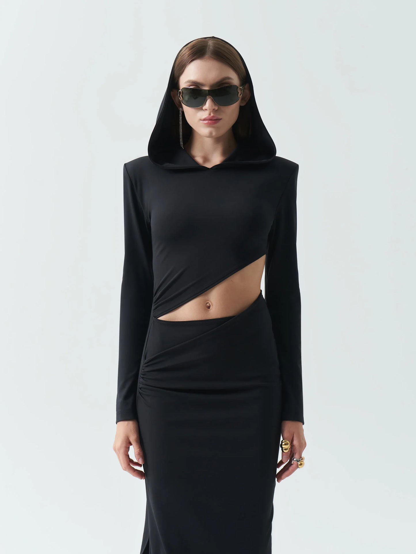 Hooded Dress in Black