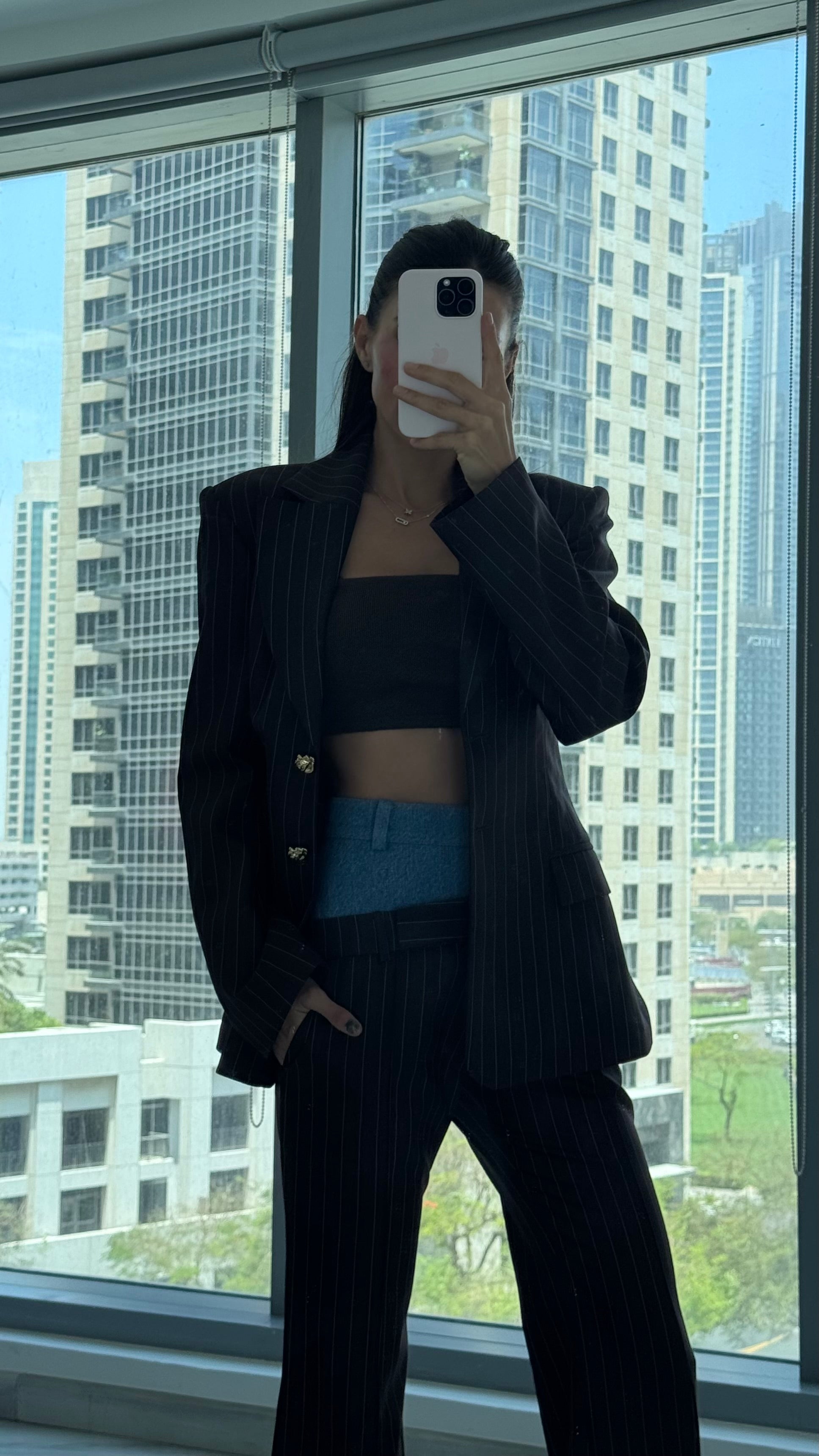 Blazer à fines rayures marron