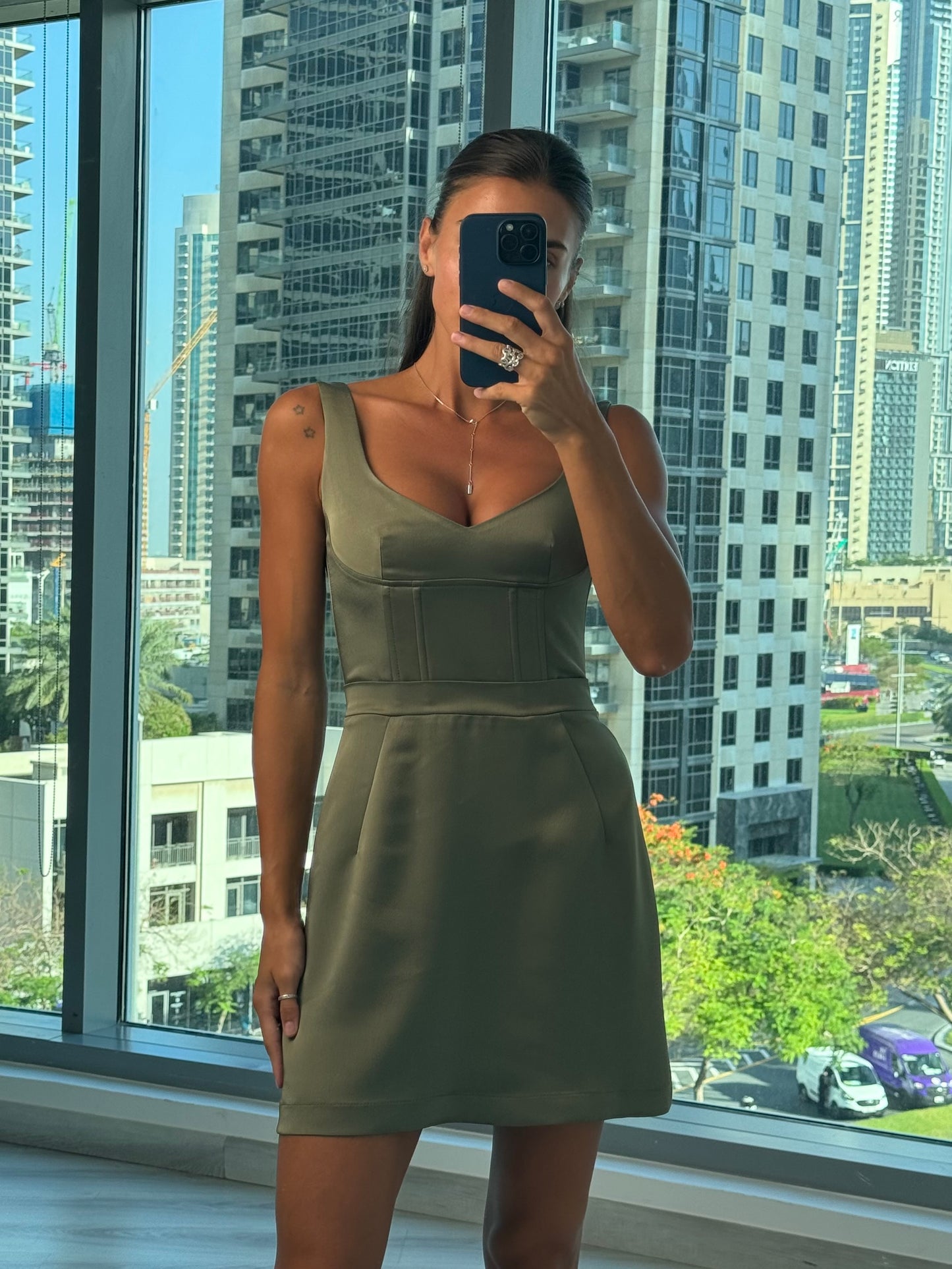 Mini Corset Dress in Olive