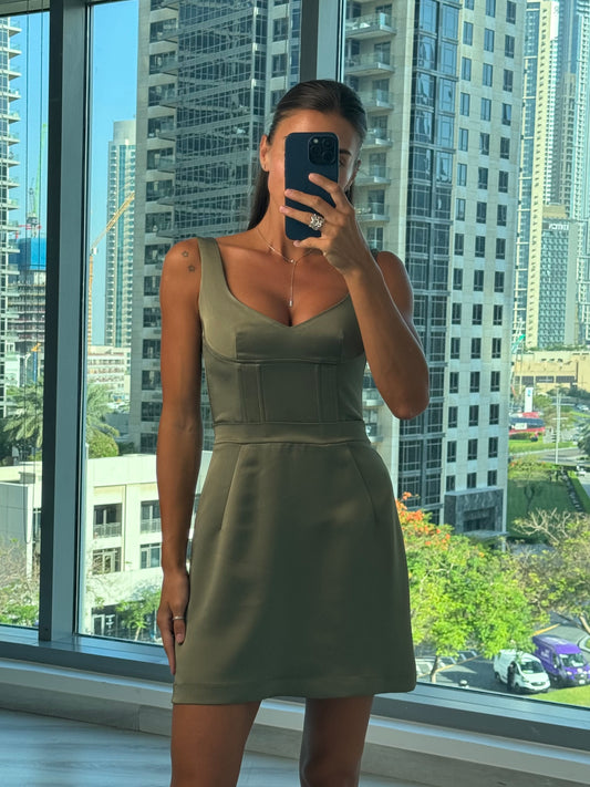 Mini Corset Dress in Olive