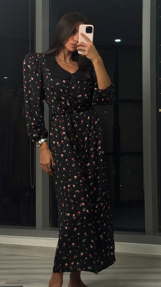 Maxi Dress With Rose Print