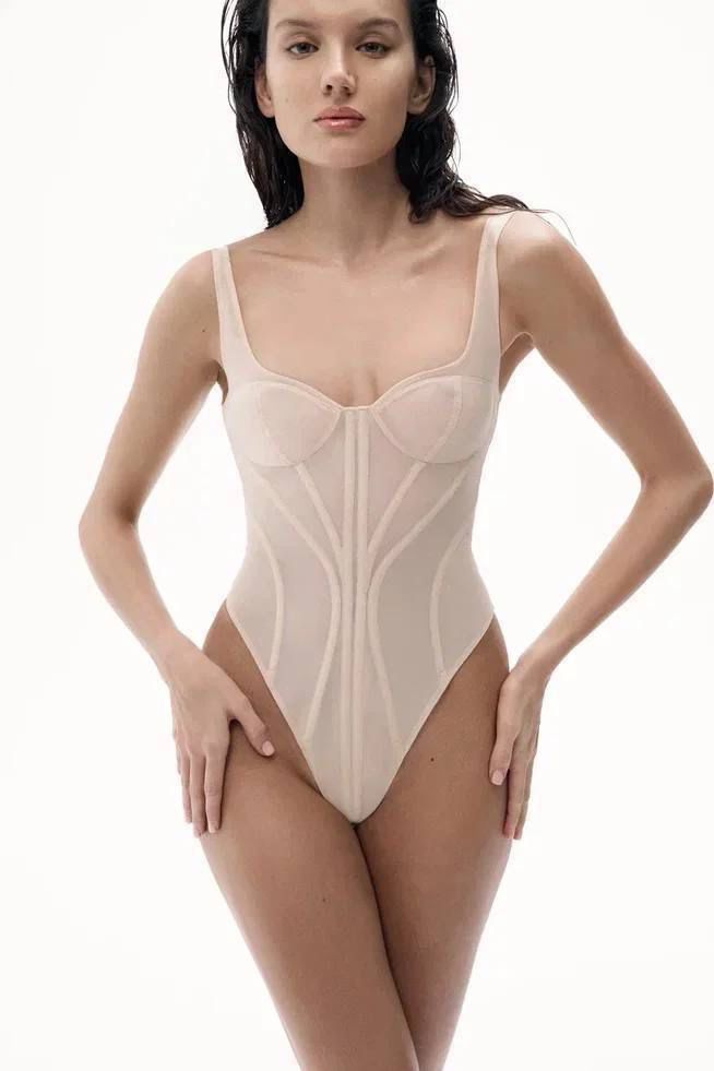 Corset Bodysuit in Beige