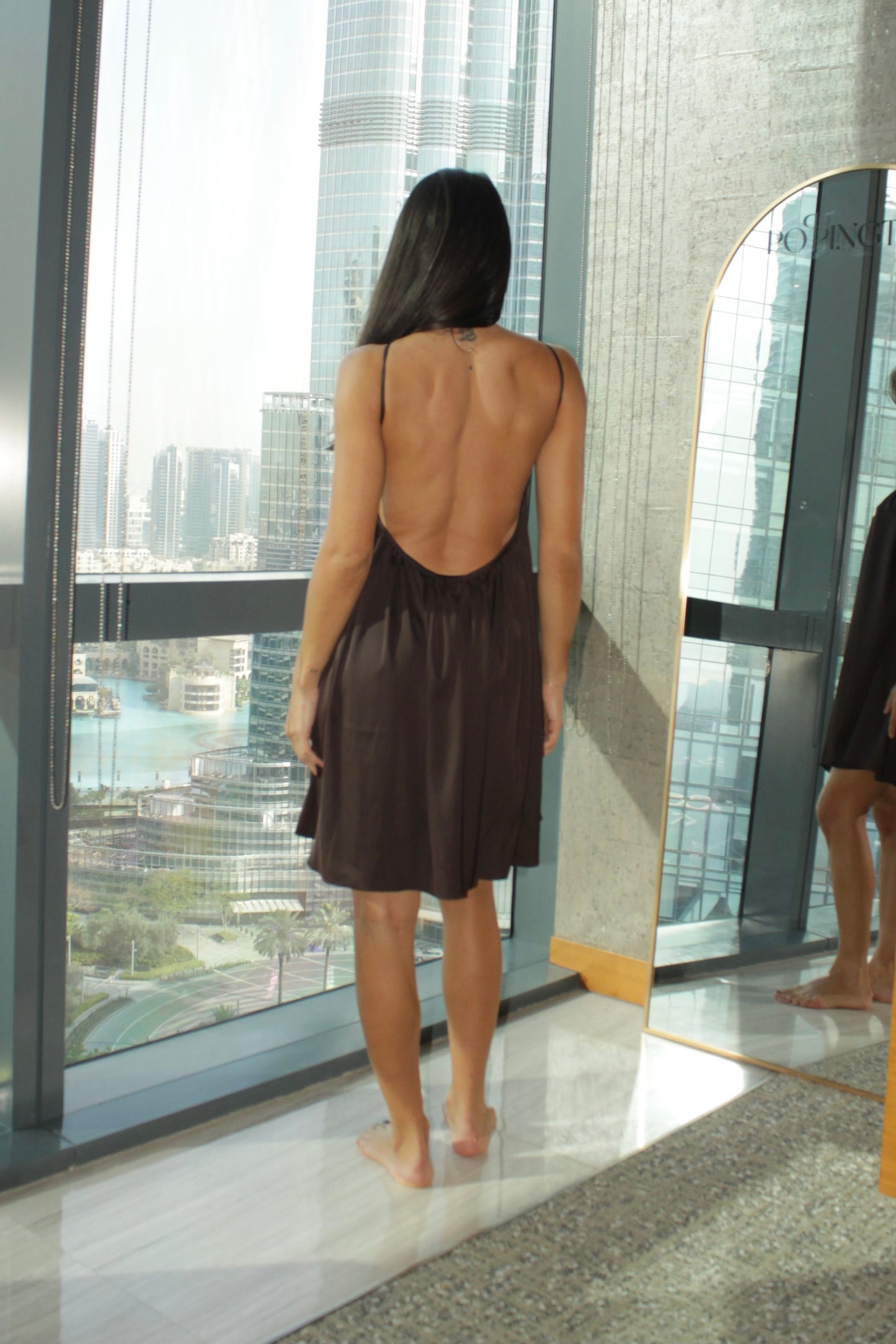 Silk Dress in Brown