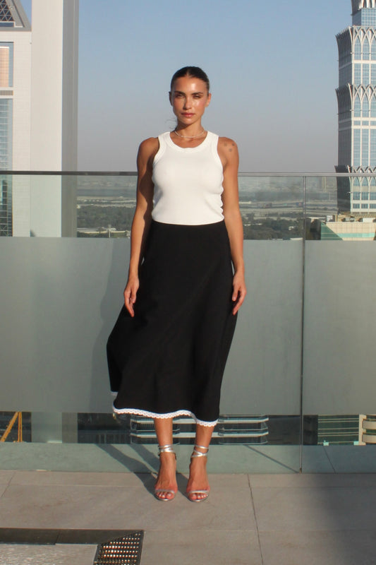 Midi Skirt with White Laces