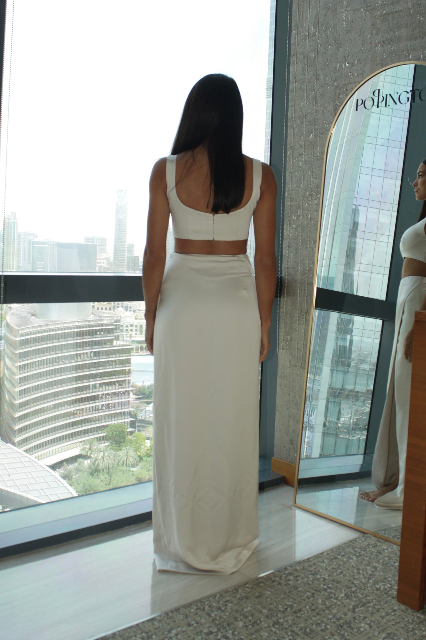 Maxi Skirt with Slit in Off White