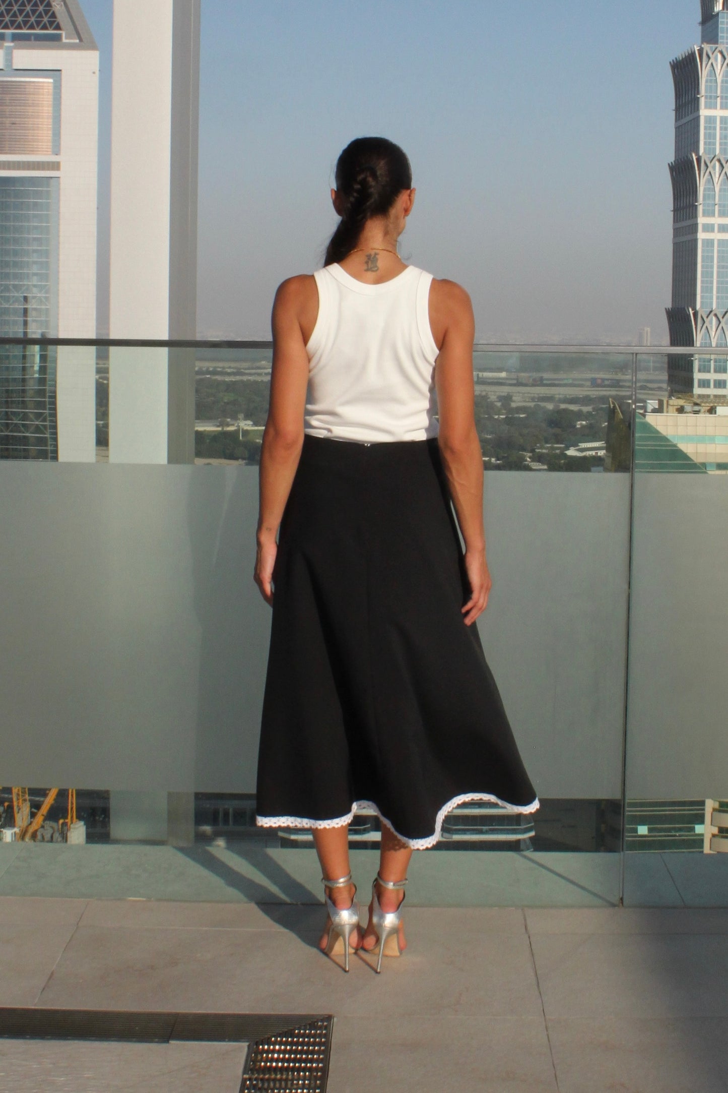 Midi Skirt with White Laces