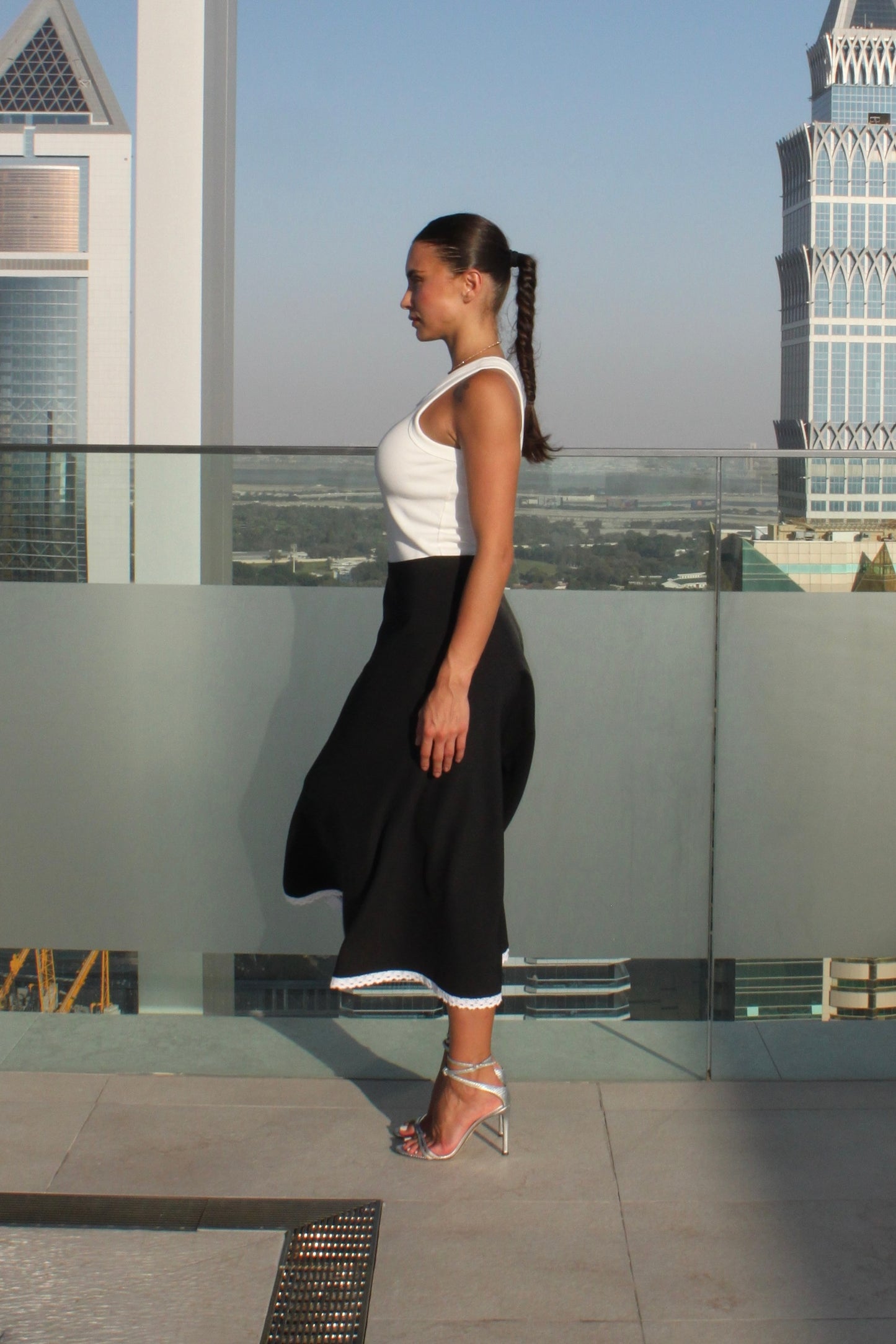 Midi Skirt with White Laces