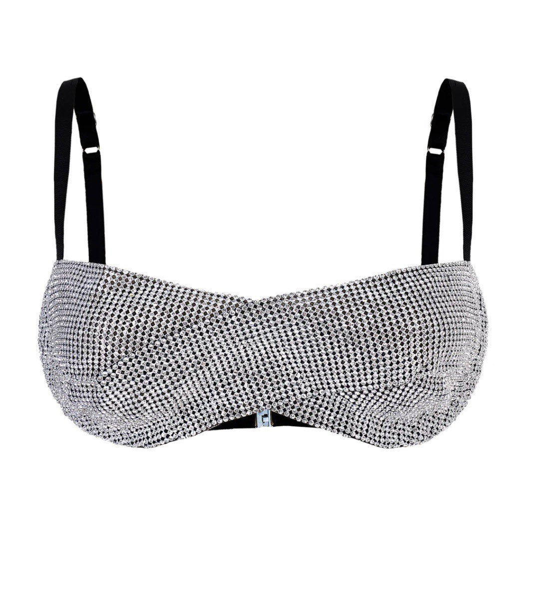 Soutien-gorge AVANT en cristaux avec bretelles noires