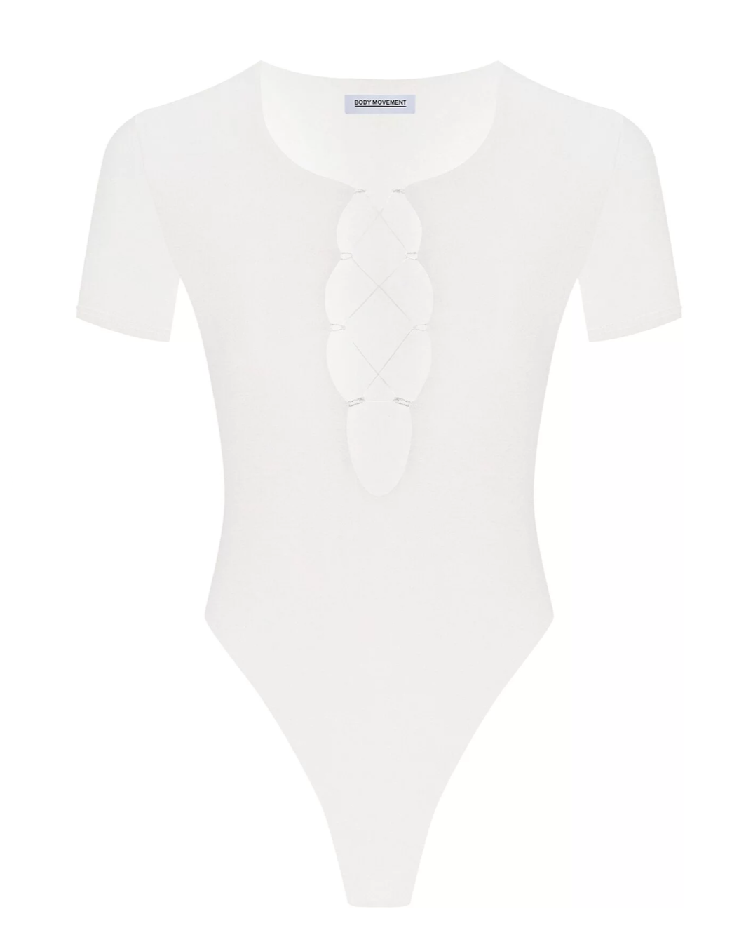 Bodysuit Short Sleeve with Lacing in White